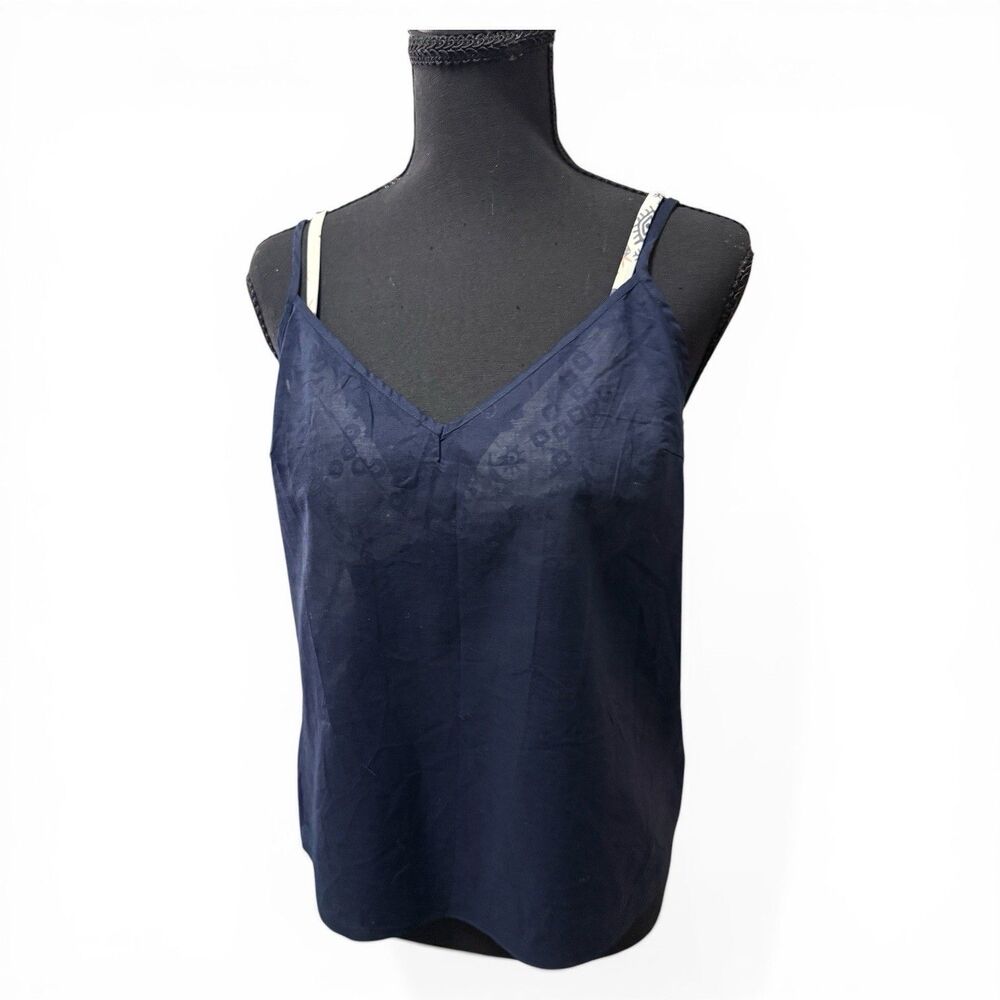 Tory Burch Navy Sheer Silk Camisole Top Size 8